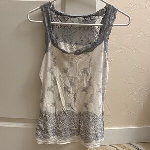 Maurices Lace Trimmed Cream and Gray Camisole